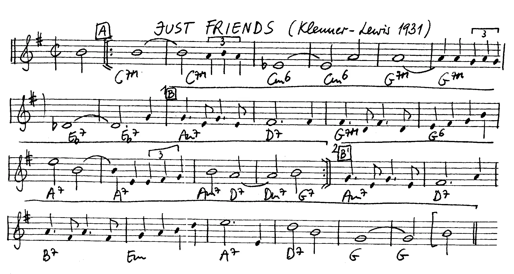 just friends free jazz leadsheet - Courtesy of the Jungle Jazz Band